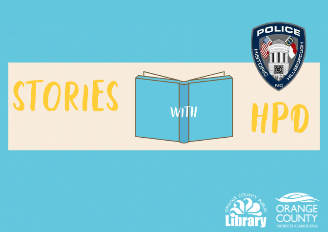 Stories with HPD - book, police logo, library and county logos