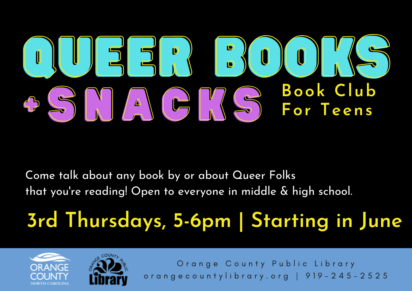 Queer Books + Snacks Teen Book Club 