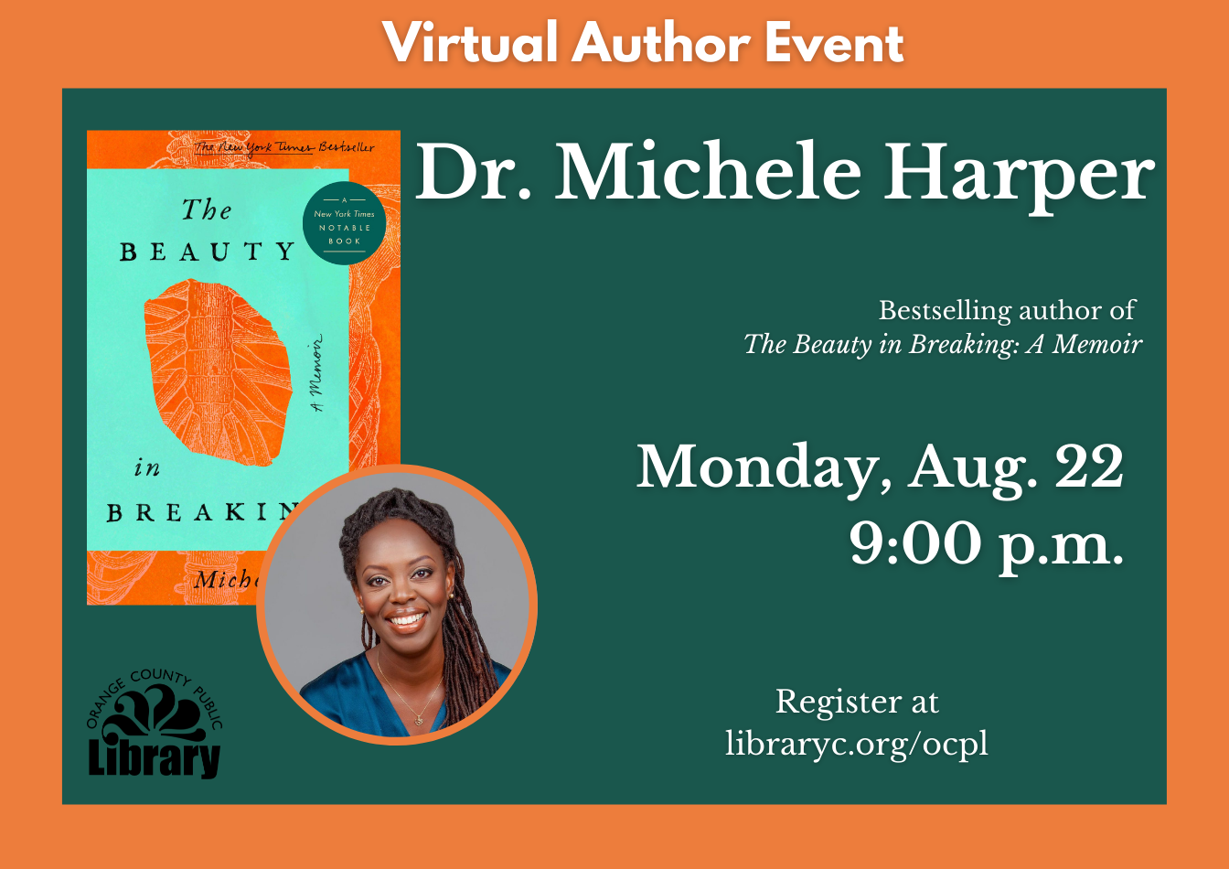 Widget for a virtual author event with Dr. Michele Harper