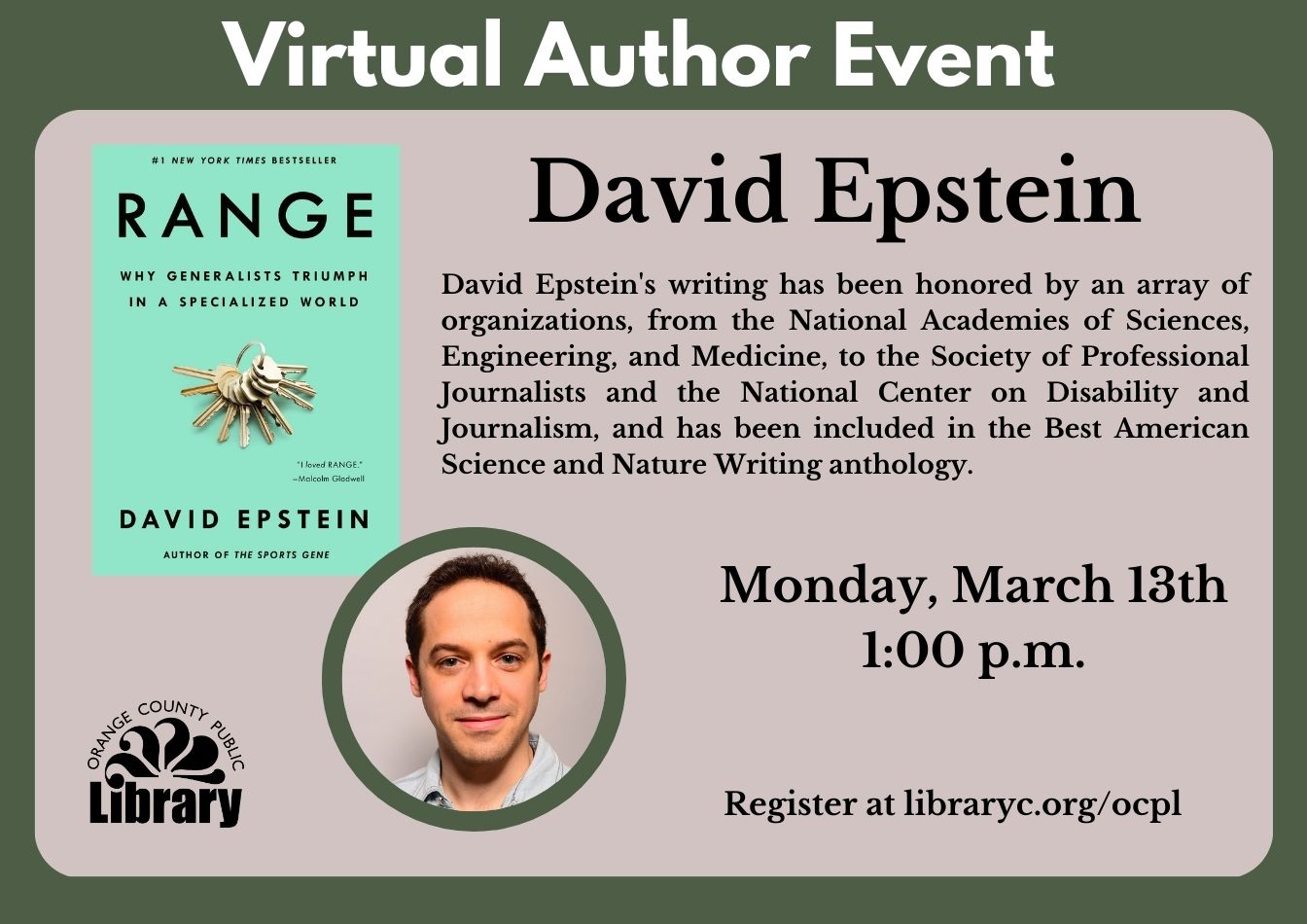 Virtual Author Event: David Epstein