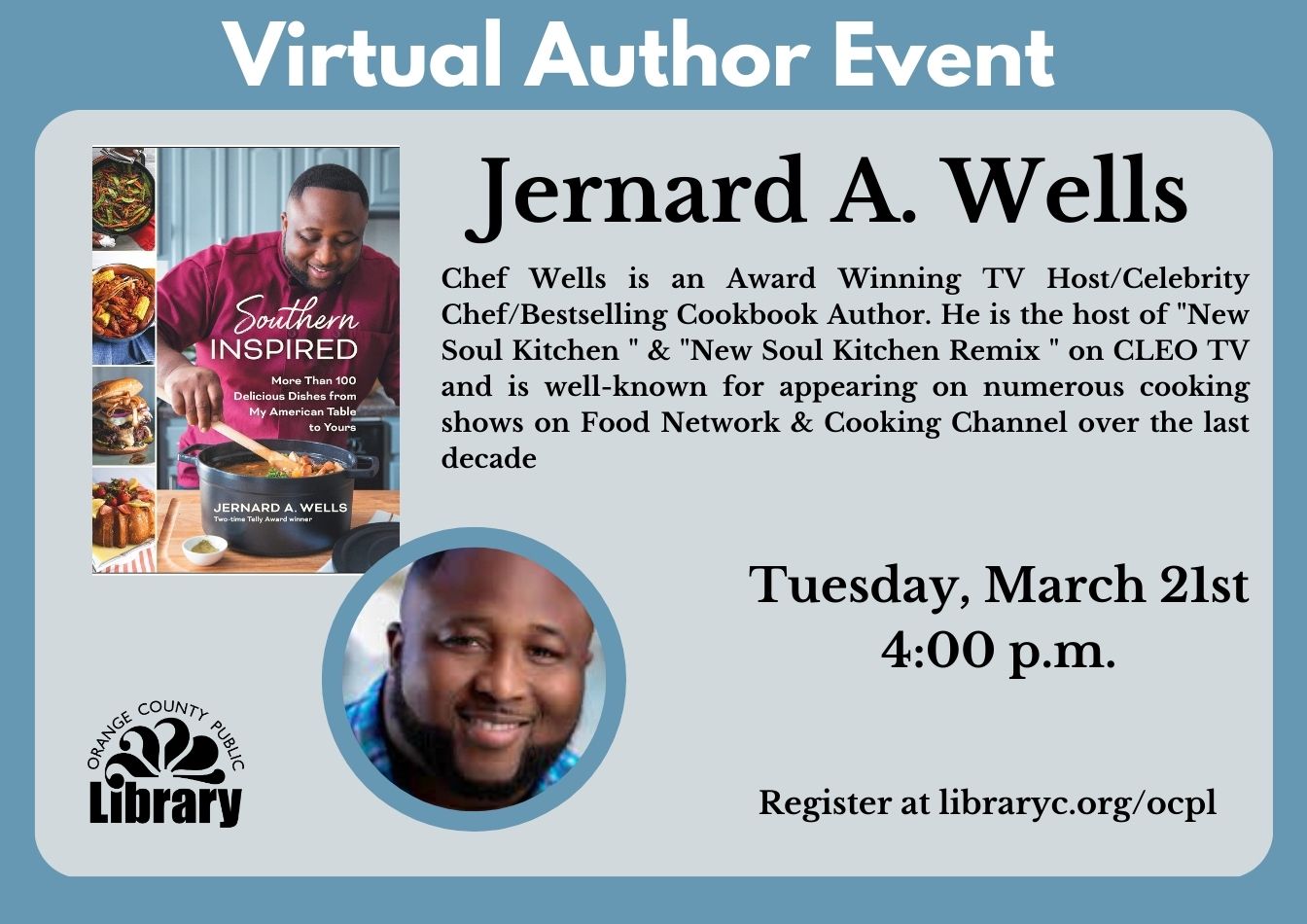 Virtual Author Event: Chef Jernard A. Wells