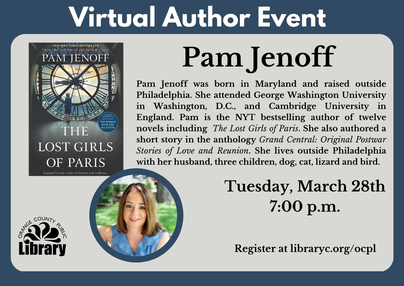 Virtual Author Event:  Pam Jenoff