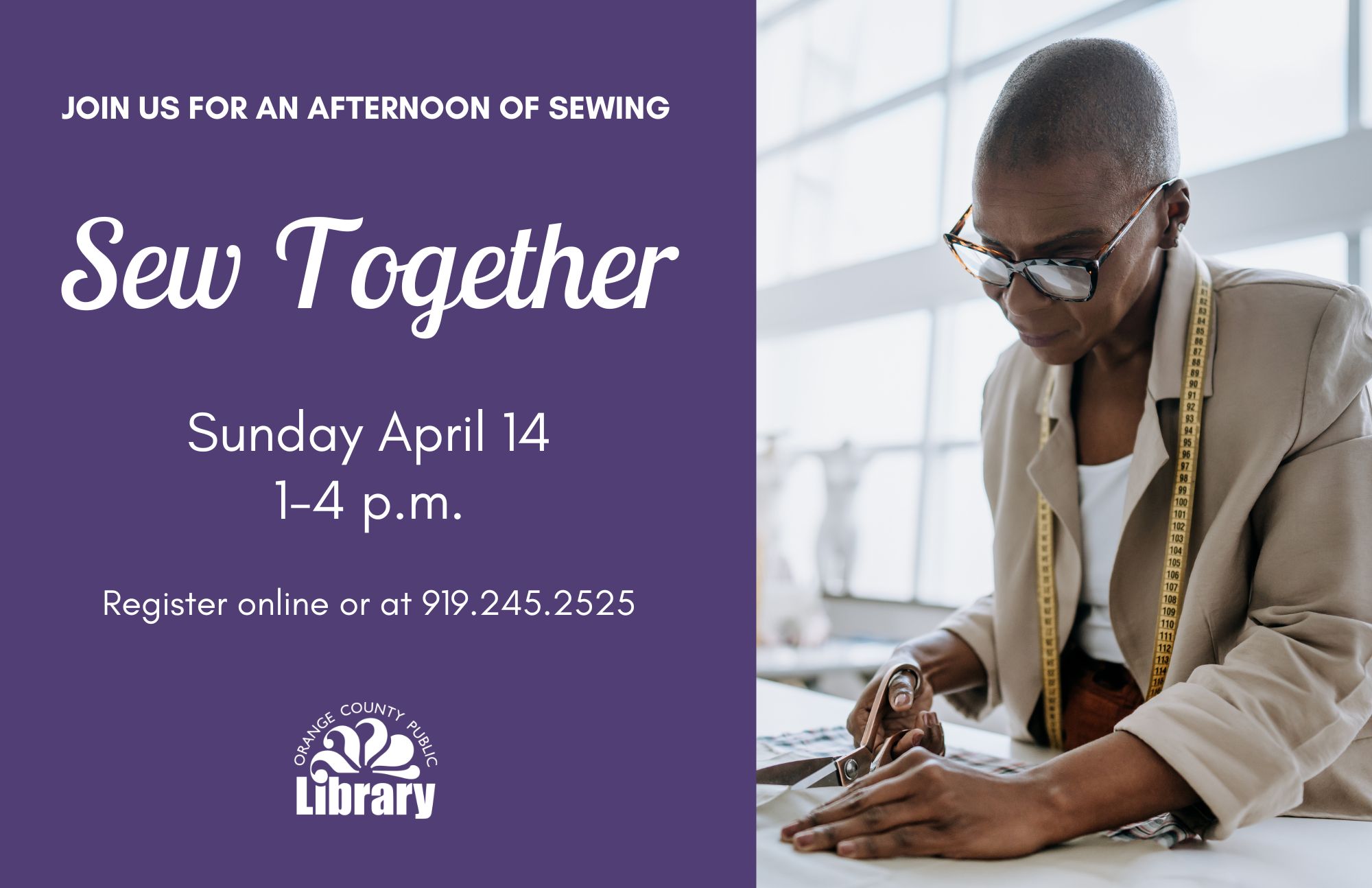 Sew Together for April 14, sewist with tape measure, cutting fabric