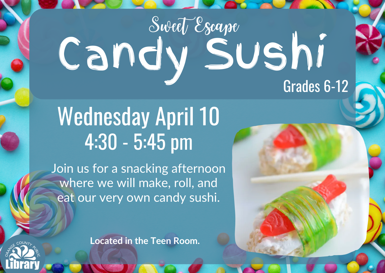 Candy sushi flyer