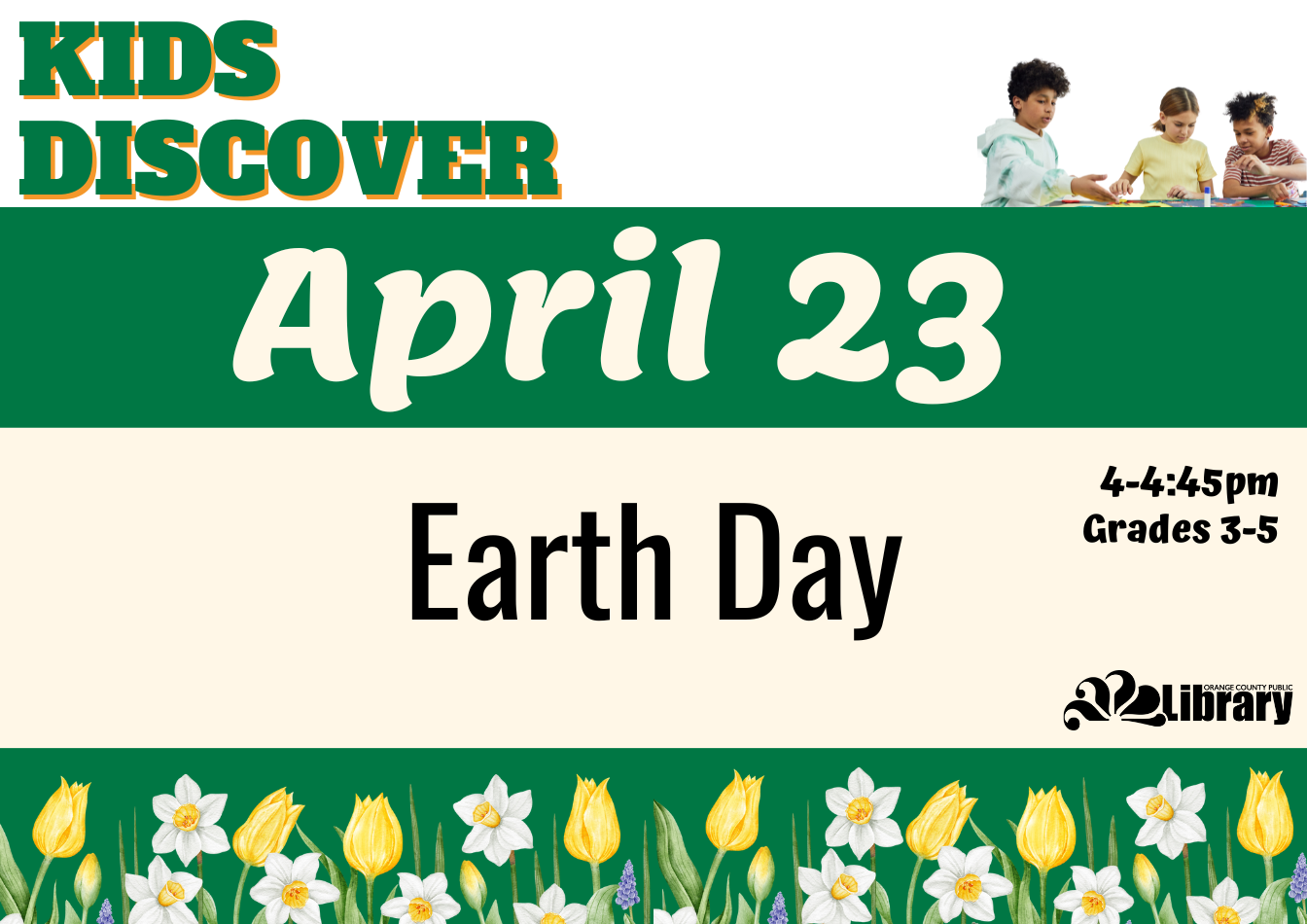 Kids Explore April 23 Earth Day with Flowers at bottom of the page