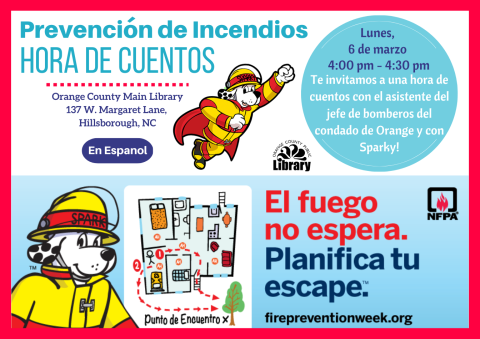 Spanish fire safety storytime flyer