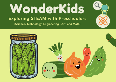 A small image of the program flyer with the name of the program and cartoon vegetables and a pickle jar pictured below.