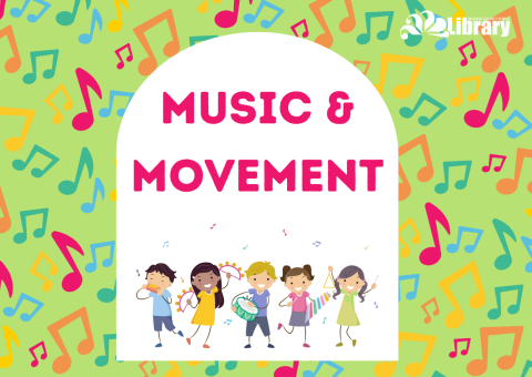 A small image of the program flyer with colorful music notes in the background and a cartoon image of 5 young children playing instruments.