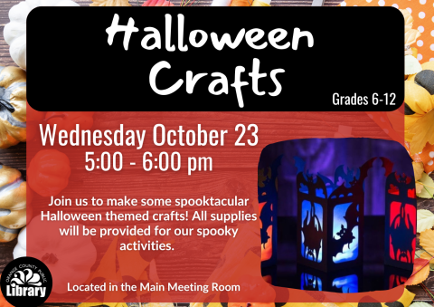 Halloween Crafts flyer and information