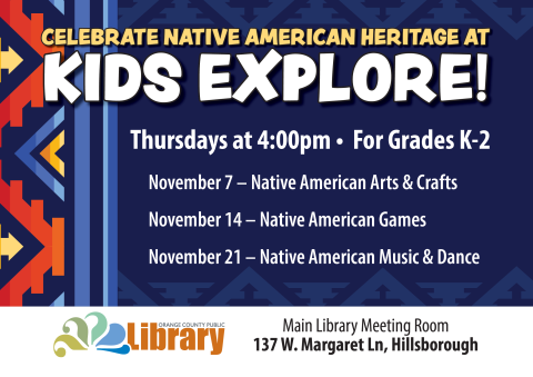 Nov. Native American Kids Explore programs