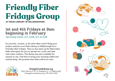 Advertisement: Friendly Fiber Fridays Meet-Up (More information is listed below in Event Details.)