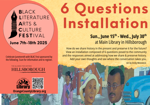 Event Advertisement: 6 Questions Installation (More information is listed below in Event Details.)