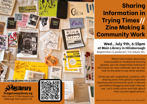 Event Advertisement: Adult Zine Making (More information is listed below in Event Details.)