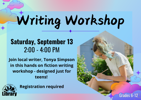 Fiction writing workshop information, September 13
