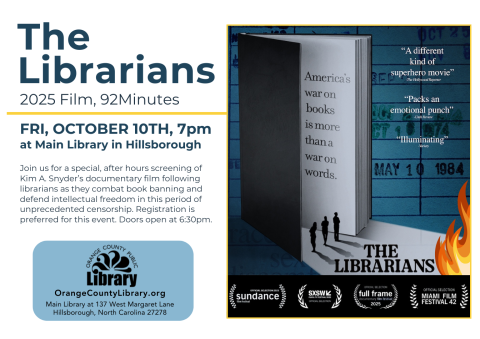 Event Advertisement: Film Screening of The Librarians (More information is listed below in Event Details.)