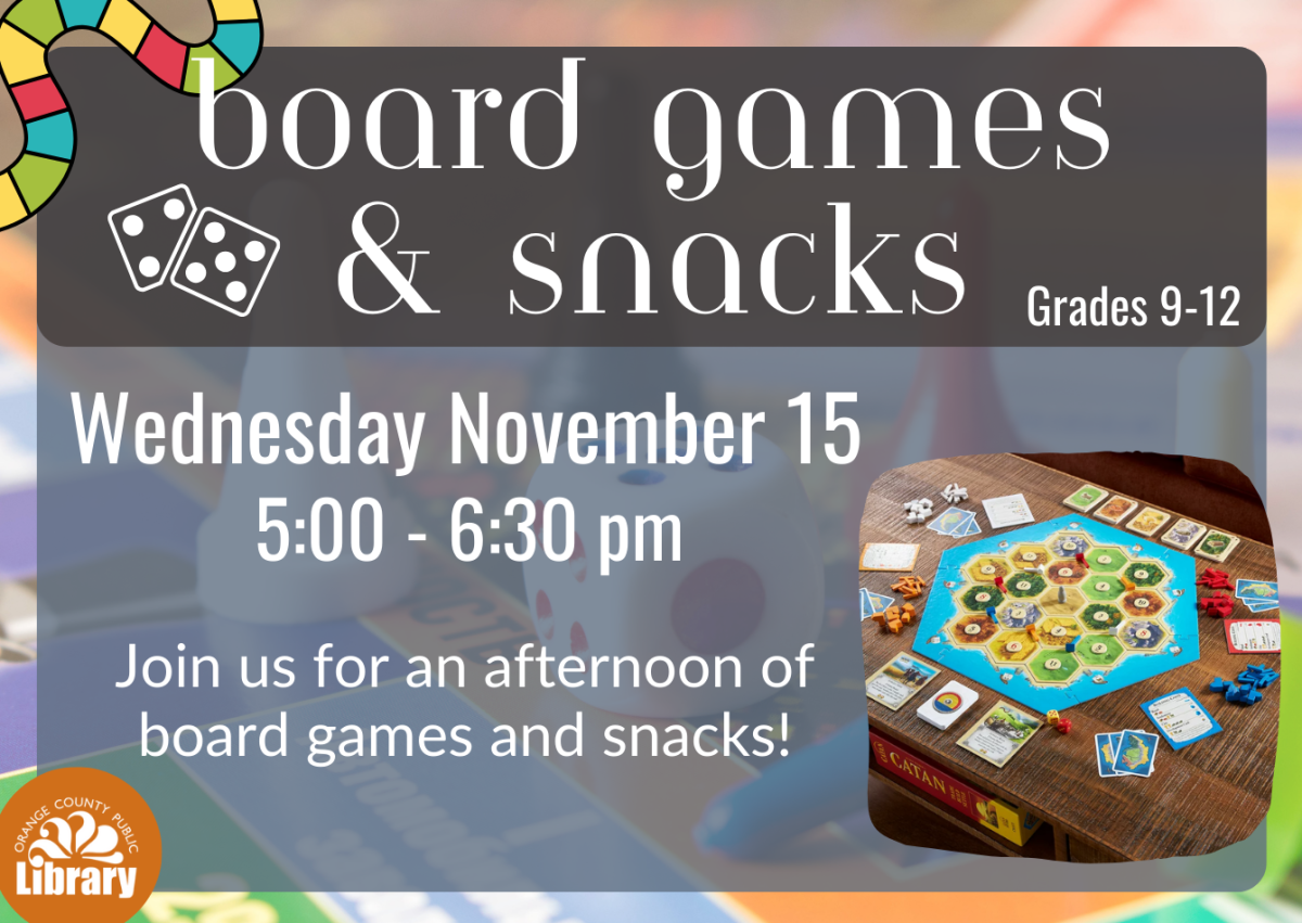 board games and snacks flyer