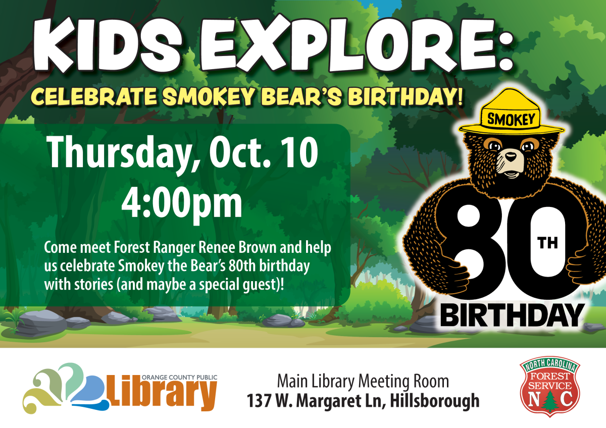 Oct. 10 Kids Explore - Smokey Bear's 80th Birthday!