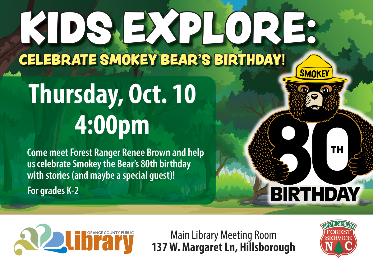 Oct. 10 Smokey Bear's Birthday Celebration for K-2