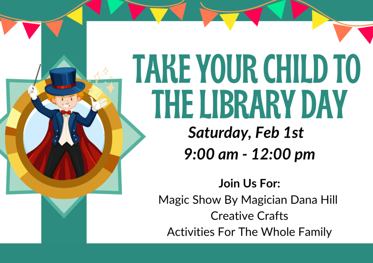 Take your child to the library day flyer