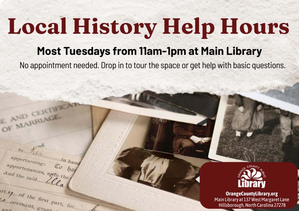 Advertisement: Local History Help Hours (More information is listed below in Event Details.)