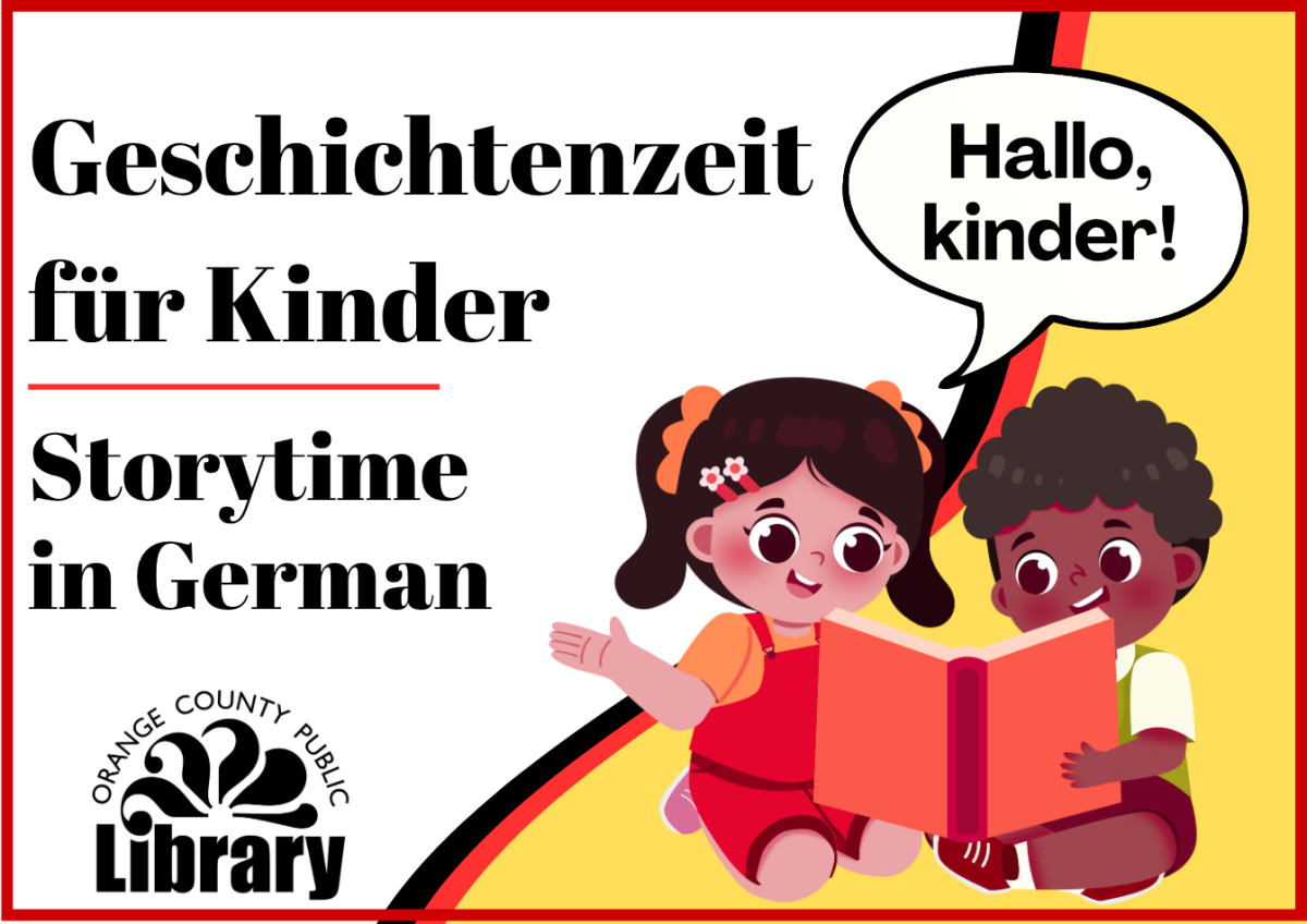 two children sitting and reading a book with a speech bubble that says "halo, kinder!"
